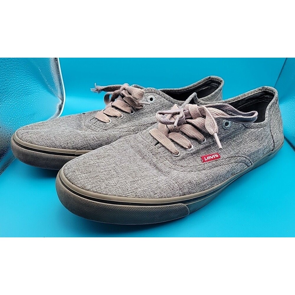LEVI’s Mens Size 13 Gray Canvas Sneakers Casual Lace Up Shoes Retro Low Top
